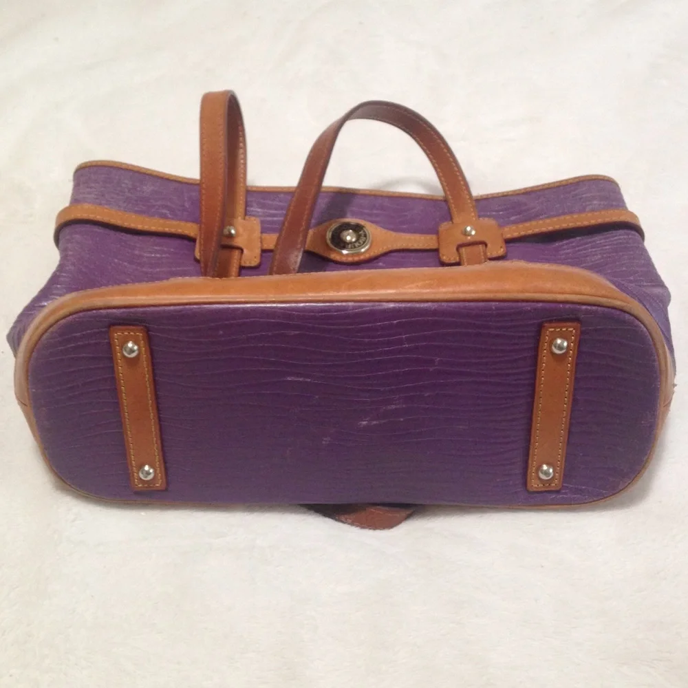 Dooney & Bourke Purple and Light Brown Shoulder Tote Bag - Picture 15 of 16